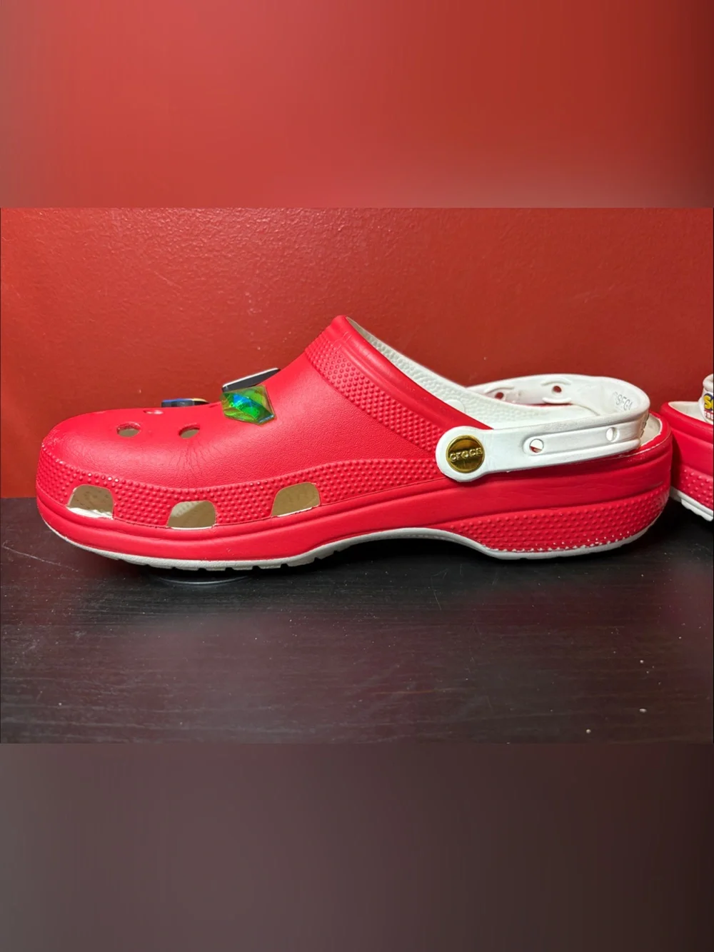 CROCS Red Clog Sandals with Sonic Character Charms